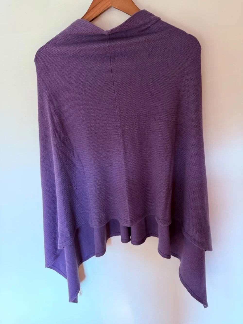 Unbranded Purple Wool Blend Button Front Poncho, One Size